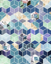 Komar Geometric Blue Non Woven Wall Mural 200x250cm 2 Panels | Yourdecoration.com