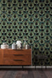 Komar Paon Vert Non Woven Wall Mural 200x280cm 4 Panels Ambiance | Yourdecoration.com